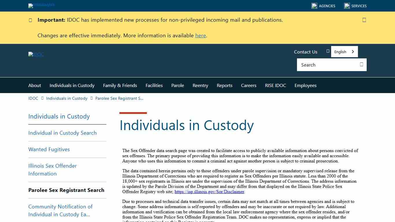 Parolee Sex Registrant Search